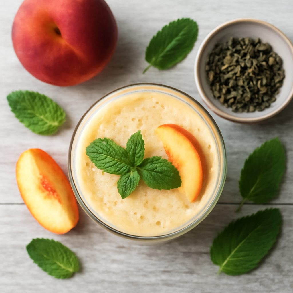 Frappè pesca, té verde e menta