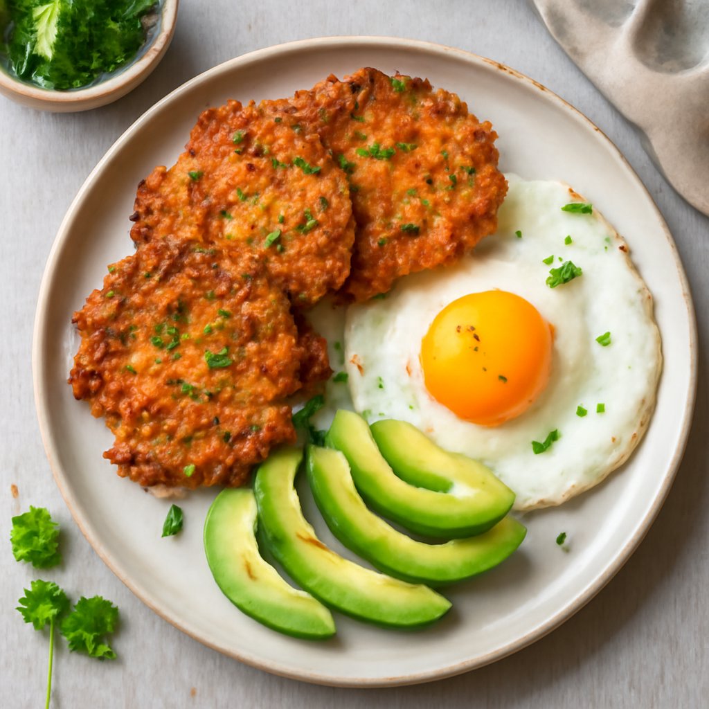 Frittelle di carote con uova e avocado