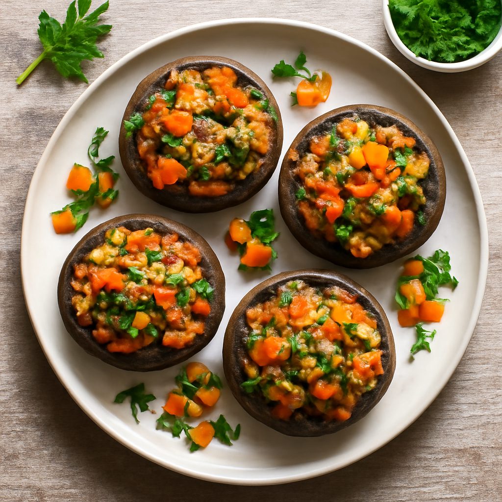 Funghi ripieni di quinoa con verdure saporite