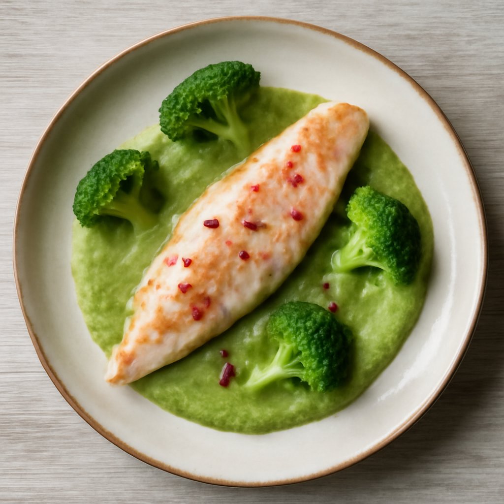 Gallinella al pepe rosa in crema di broccoli