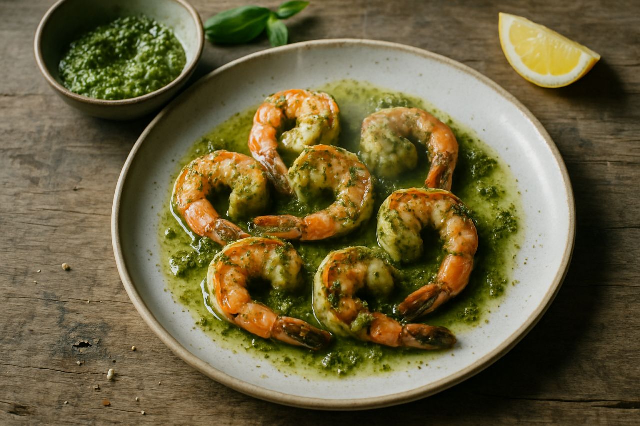 Gamberi Arrosto al Pesto
