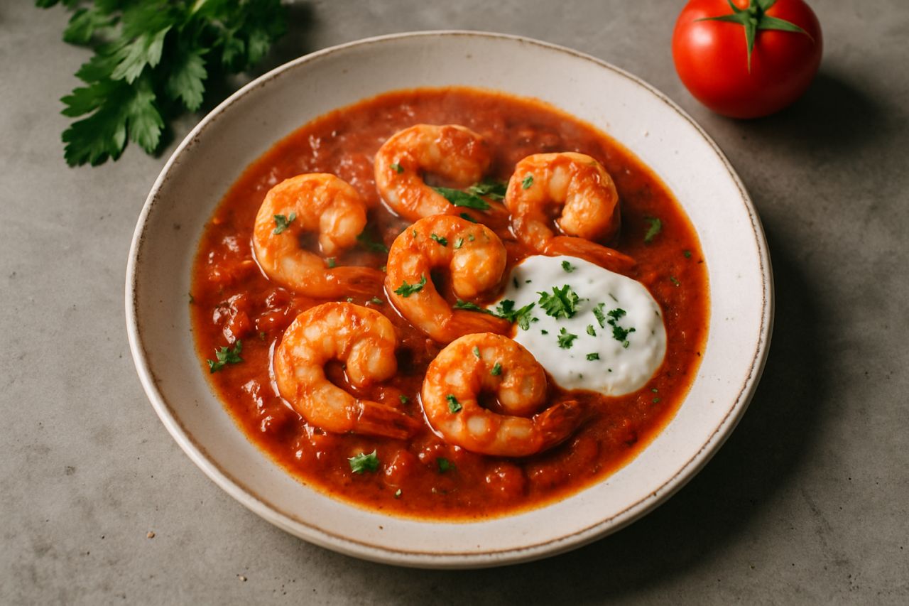 Gamberi in Umido alla Salsa di Yogurt
