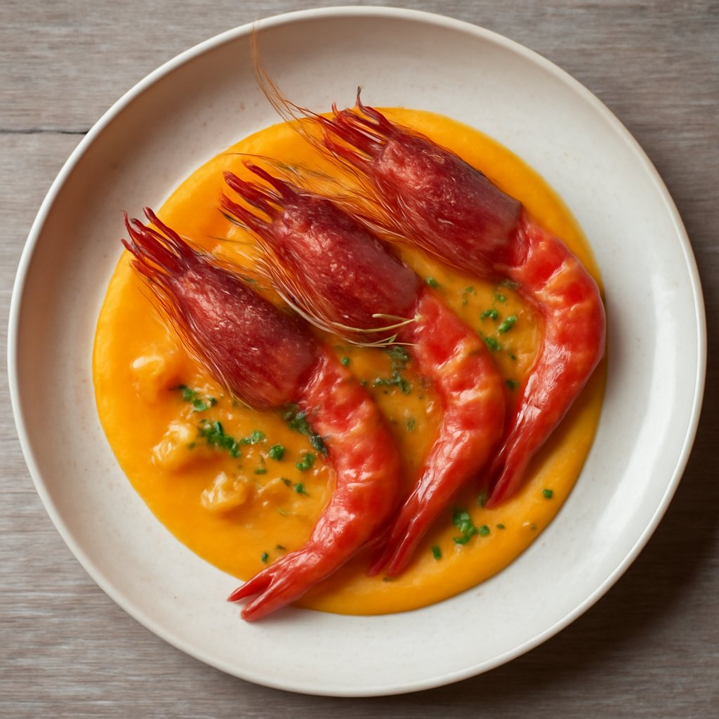 Gamberi rossi con salsa alla papaya sottovuoto