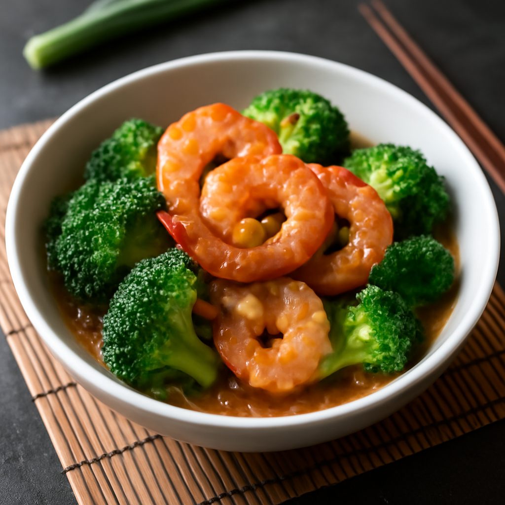 Gamberoni con Broccoli in Salsa di Aglio Light