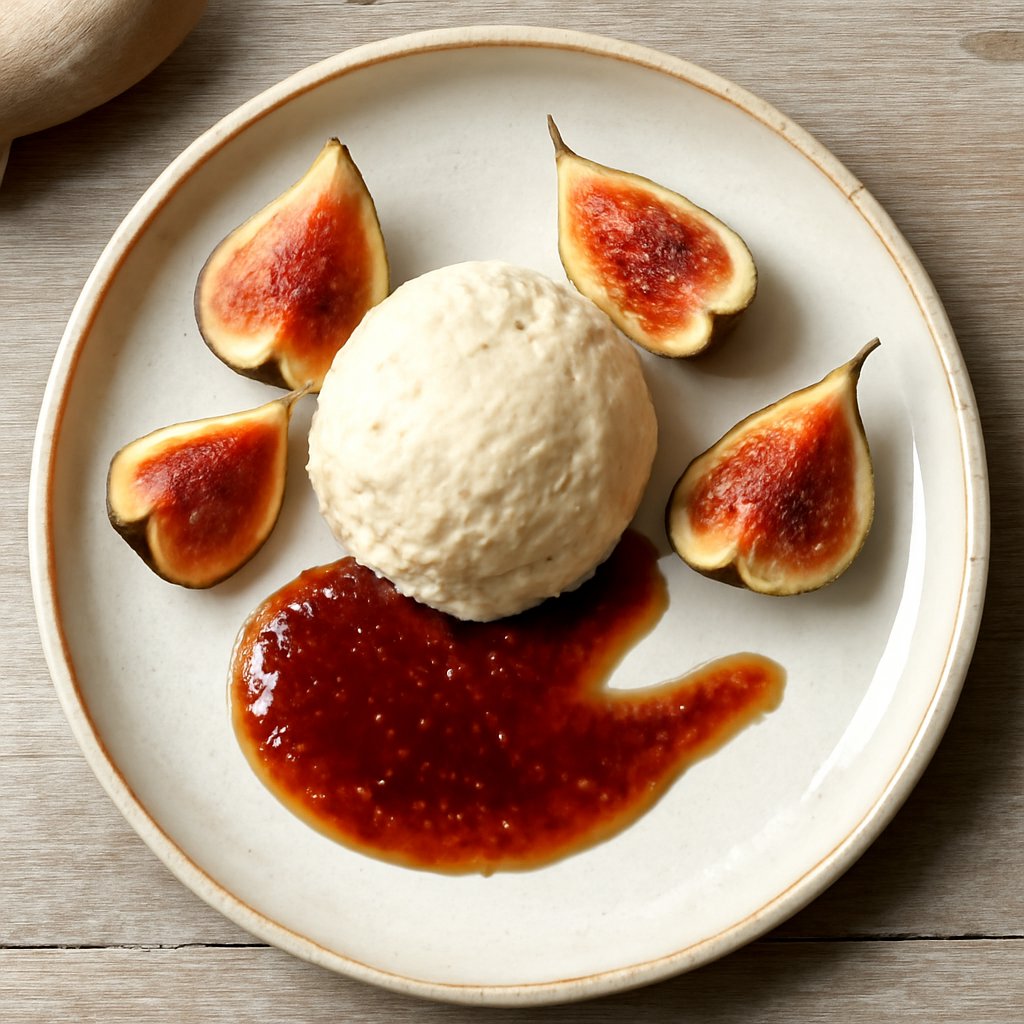 Gelato al Gorgonzola con coulis di fichi