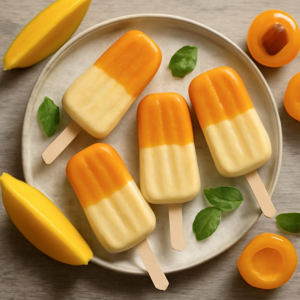 Ghiaccioli cremosi mango e albicocca