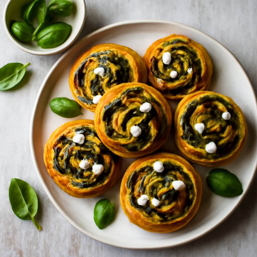 Girelle al basilico con melanzane e Feta