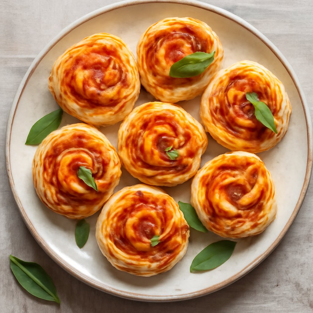 Girelle di sfoglia con crema di zucca e speck
