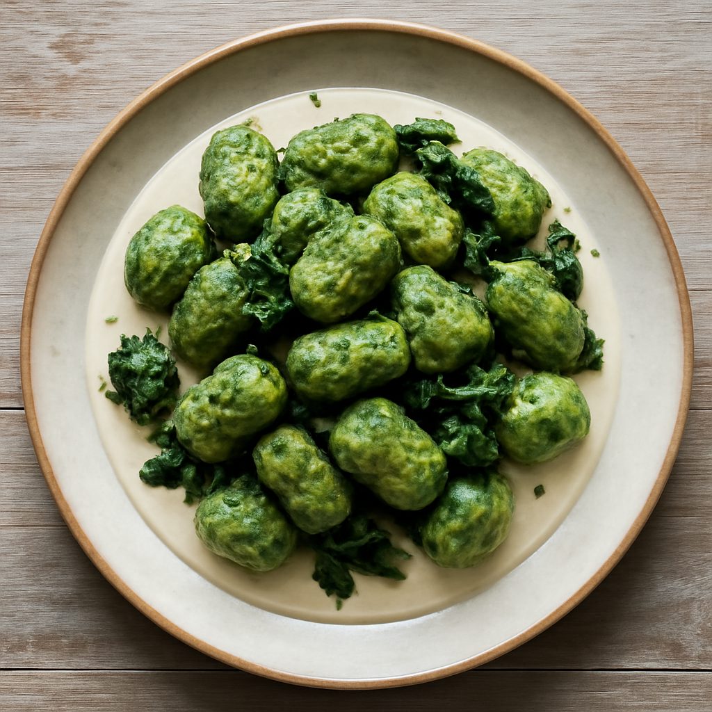 Gnocchi al cavolo nero e erbette con crema al taleggio