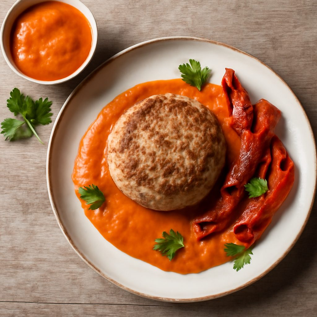 Hamburger di maiale con salsa ai peperoni