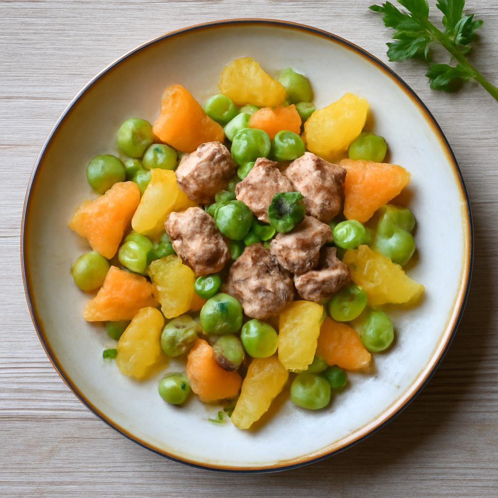Insalata di fave e tonno con melone e agrumi
