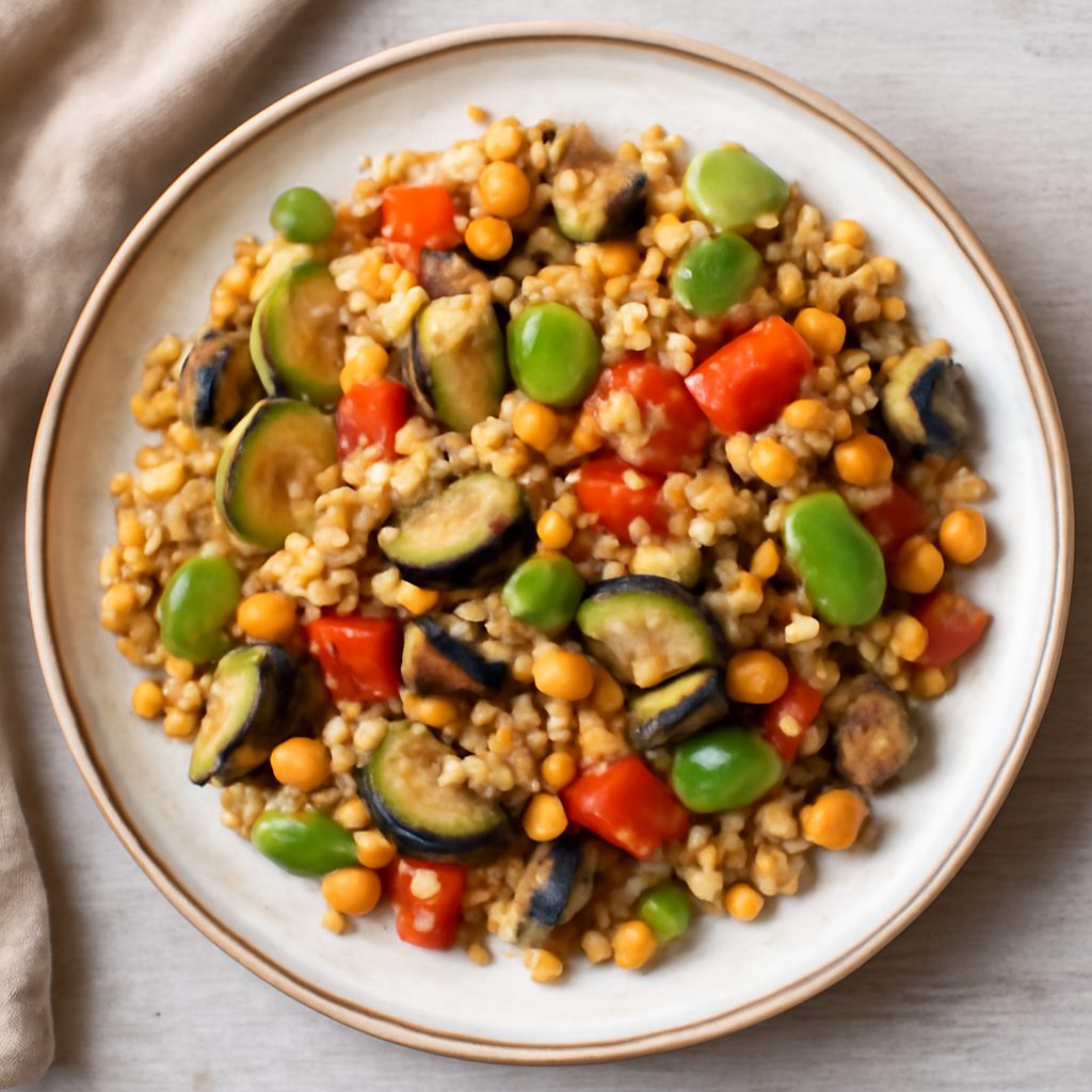 Insalata di fregula con verdure insaporite
