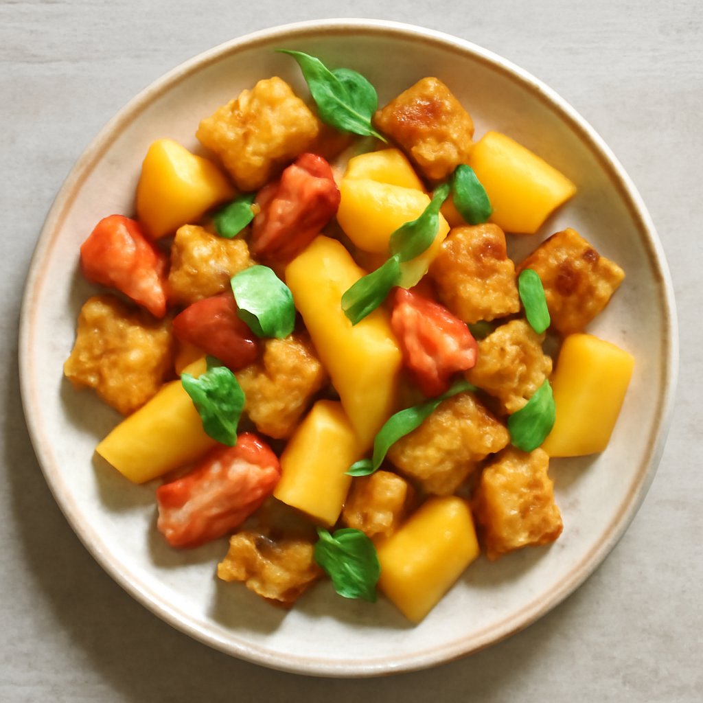 Insalata di pane fritto e melone giallo