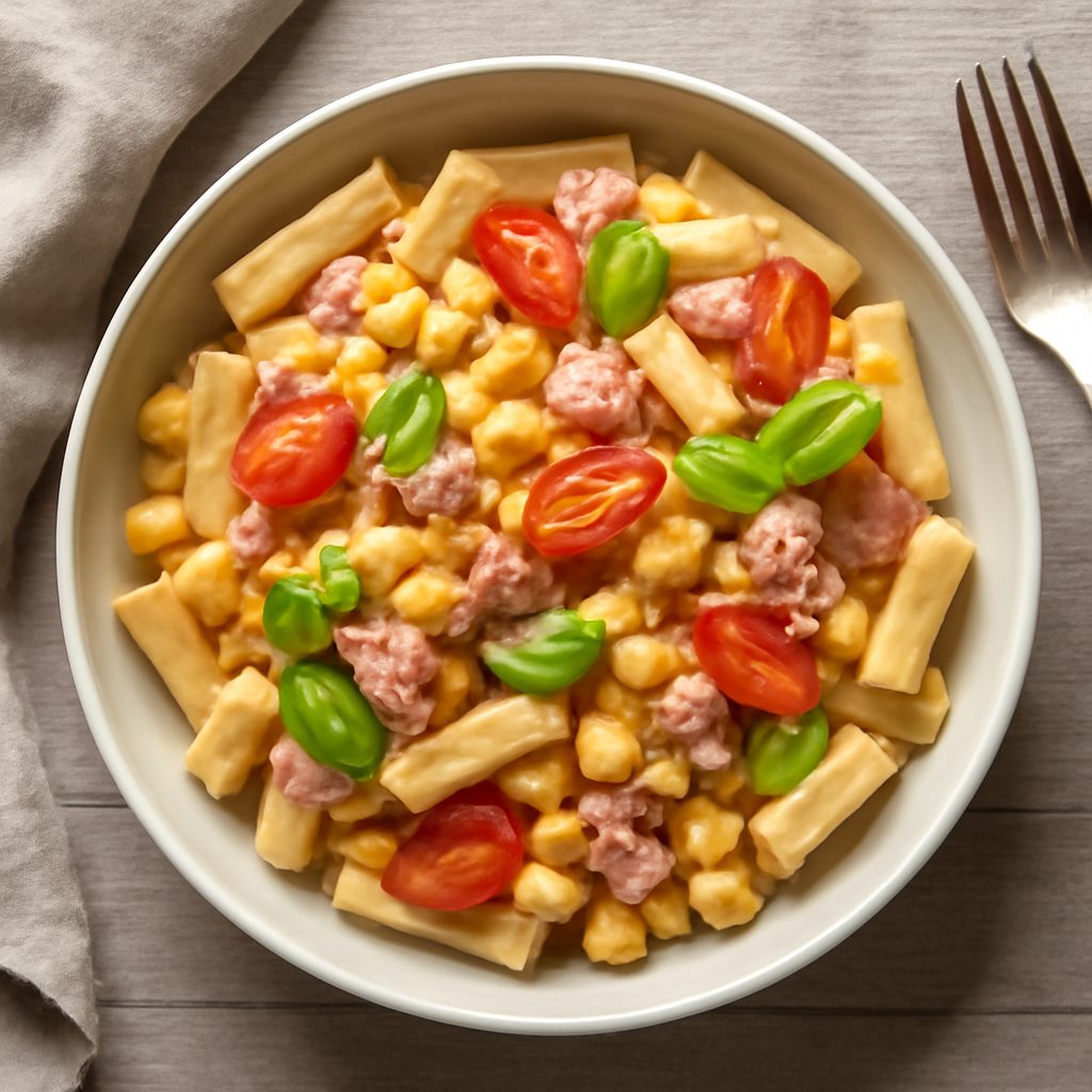 Insalata di pasta con tonno e mais