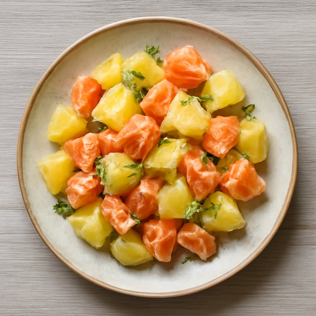 Insalata di patate e salmone profumata all'aneto