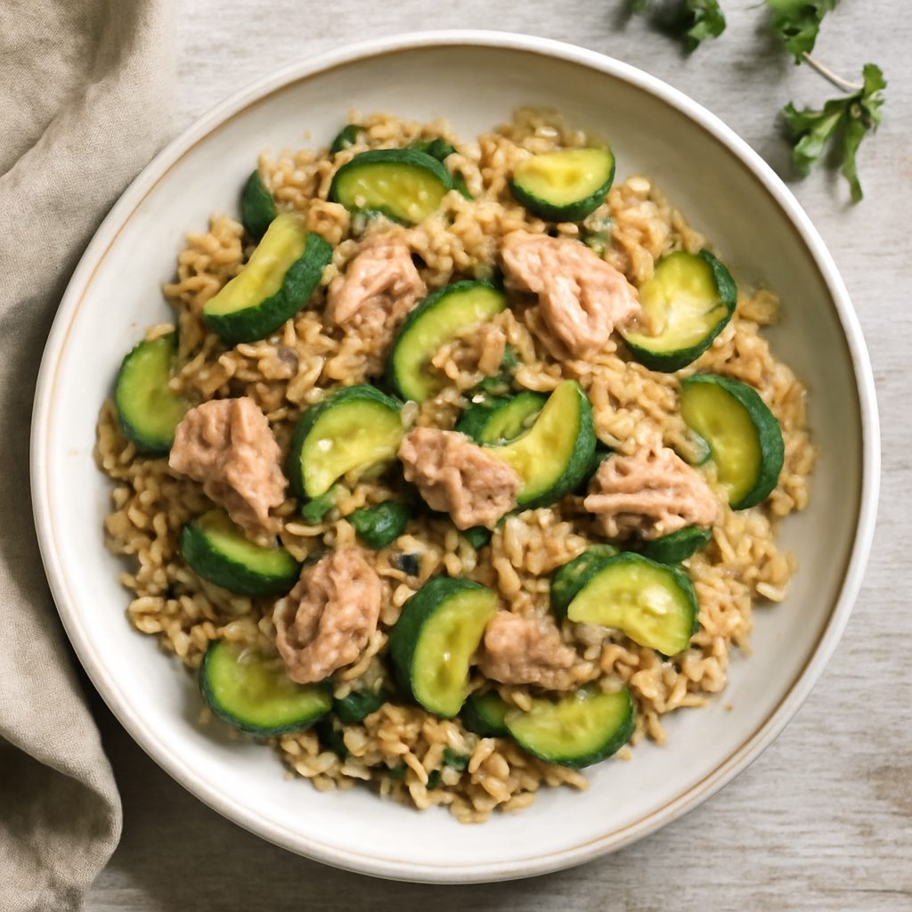 Insalata di riso integrale, tonno e zucchine