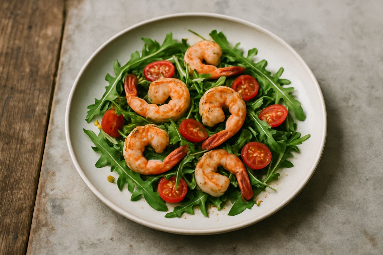 Insalata Tiepida di Gamberi e Rucola