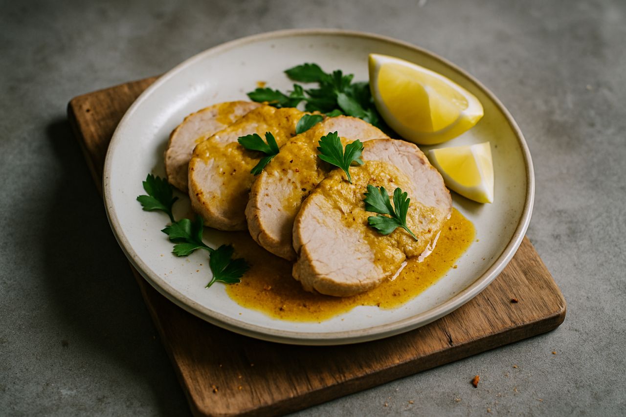 Lonza di Maiale al Vapore alla Curcuma