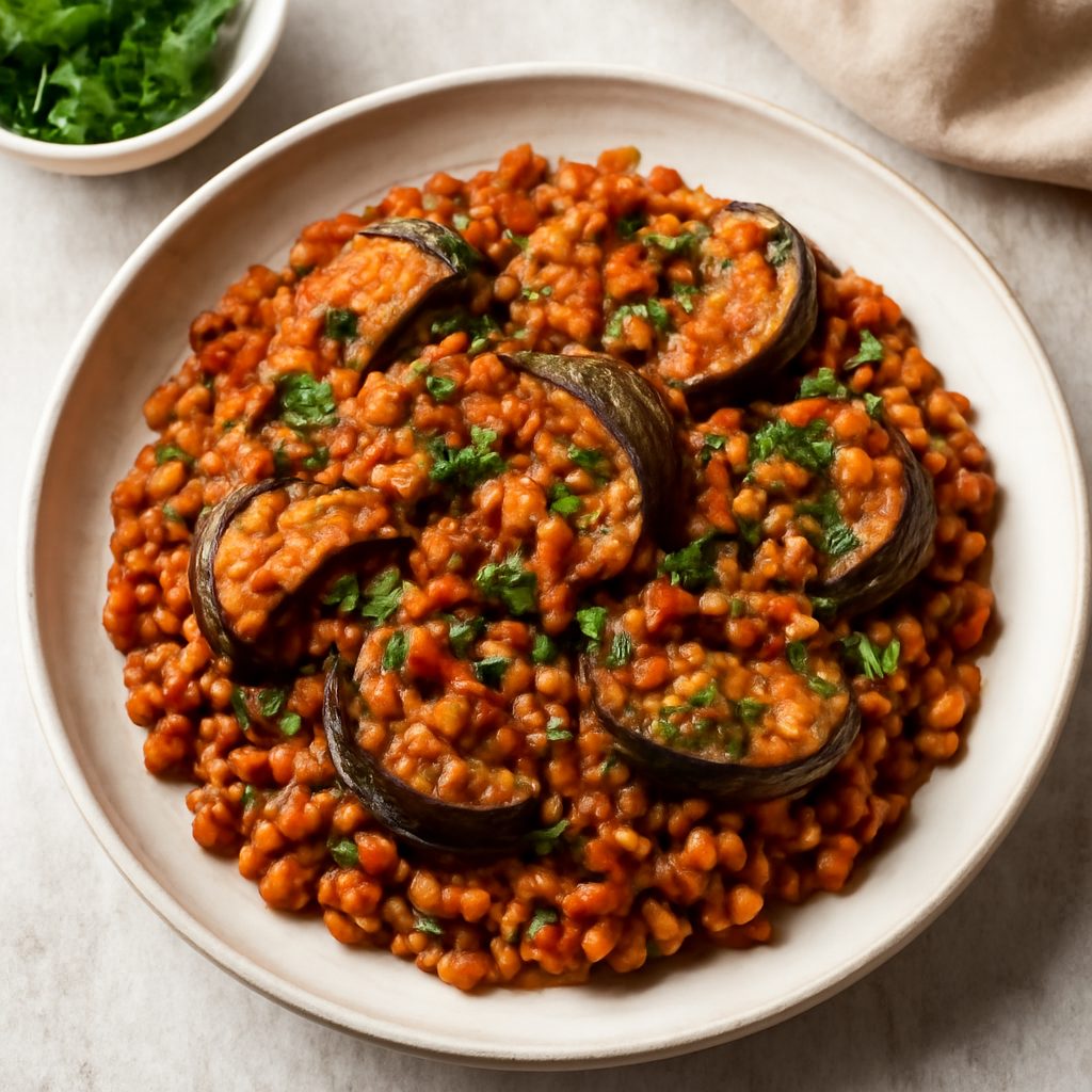 Melanzane piccanti e lenticchie