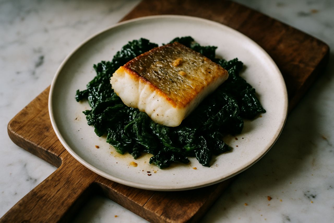 Merluzzo Arrosto con Cavolo Nero