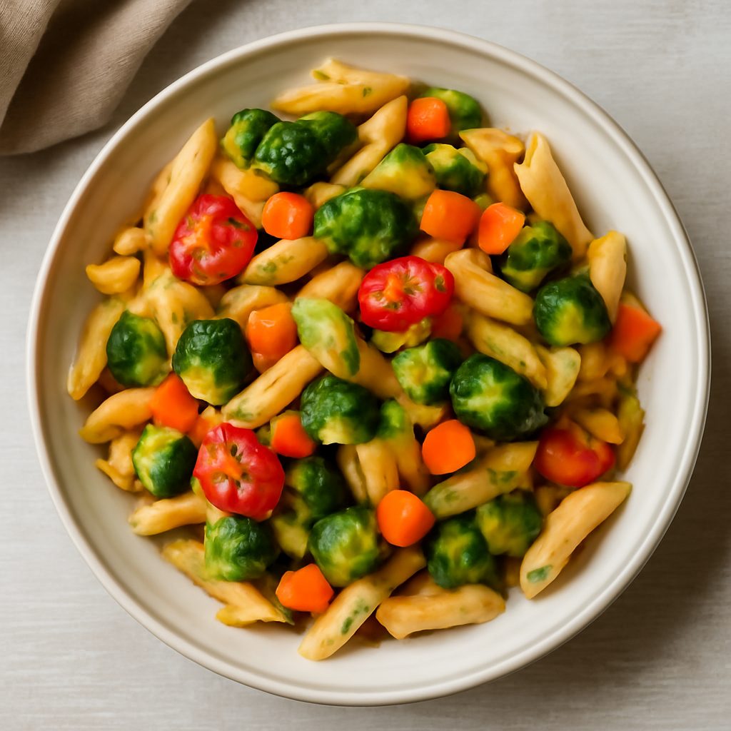 Mezze penne in fantasia di verdure al vaporiera