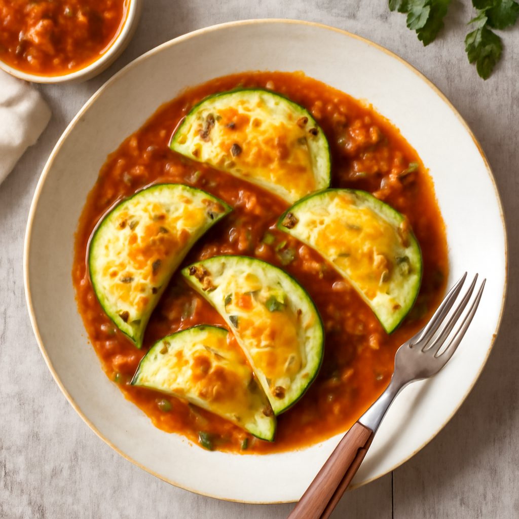Mezzelune di zucchine e uova con salsa piccante