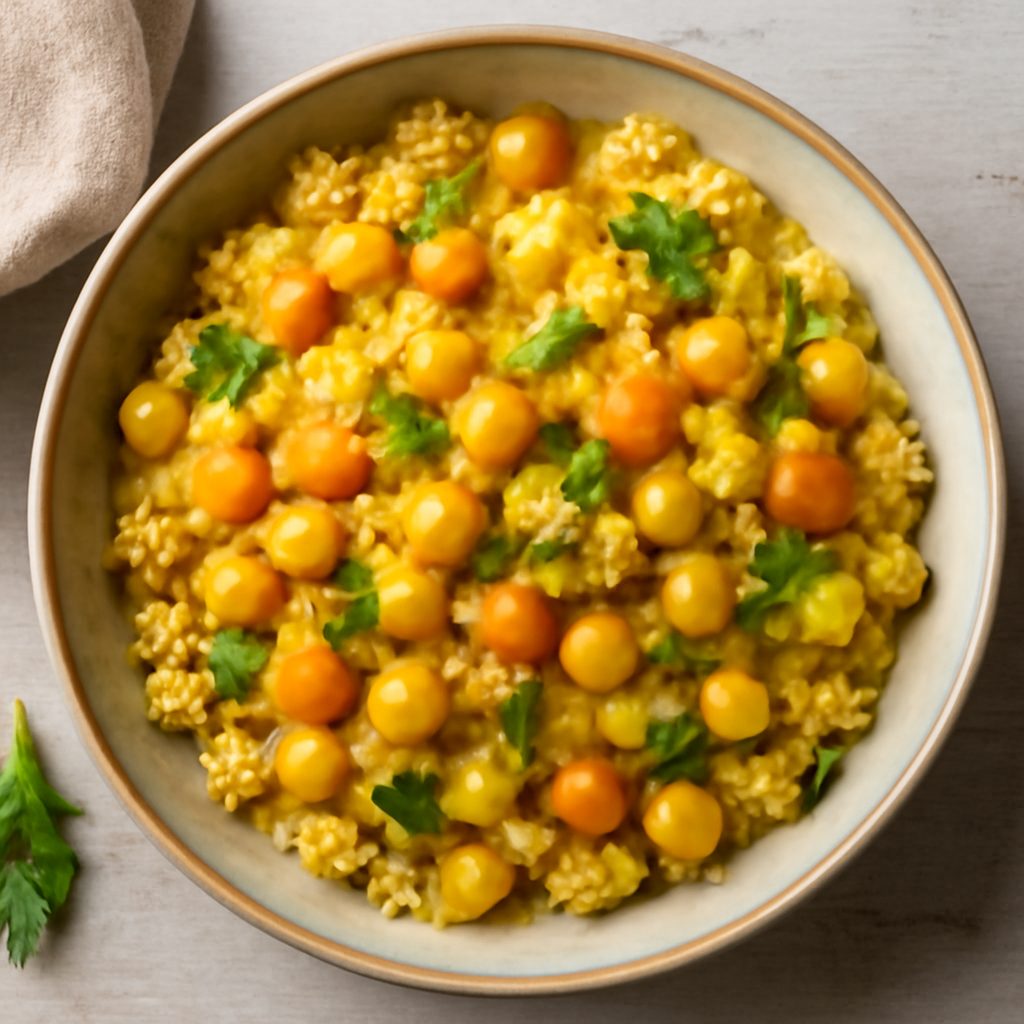 Miglio con ceci e verdure al curry
