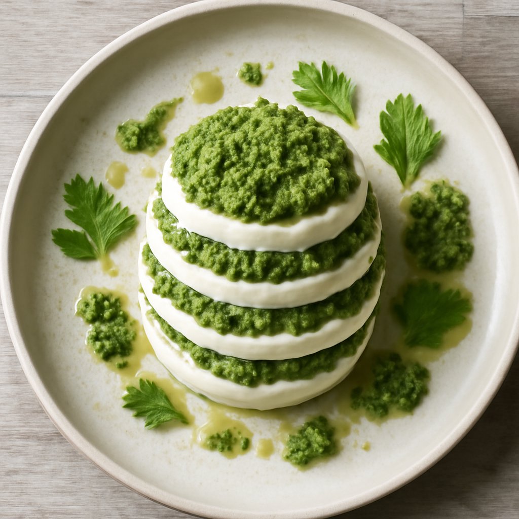 Millefoglie di mozzarella con pesto di sedano