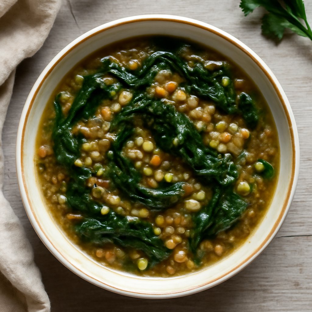 Minestra al cavolo nero, lenticchie e piselli spezzati
