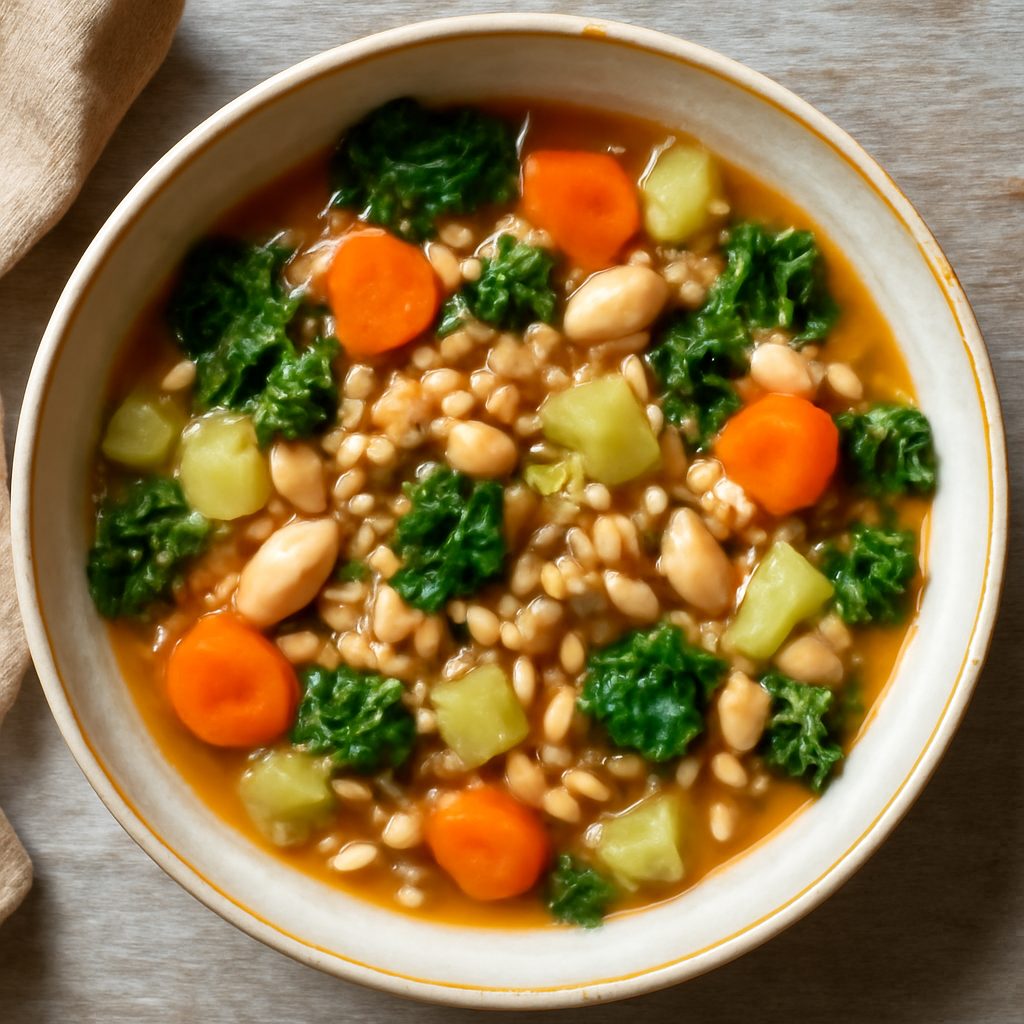 Minestra di cereali e verdure invernali