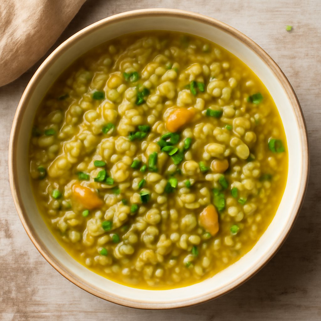 Minestra di orzo e piselli secchi