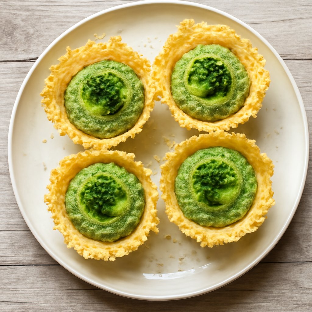 Mini cestini di Parmigiano Reggiano con crema di broccoli