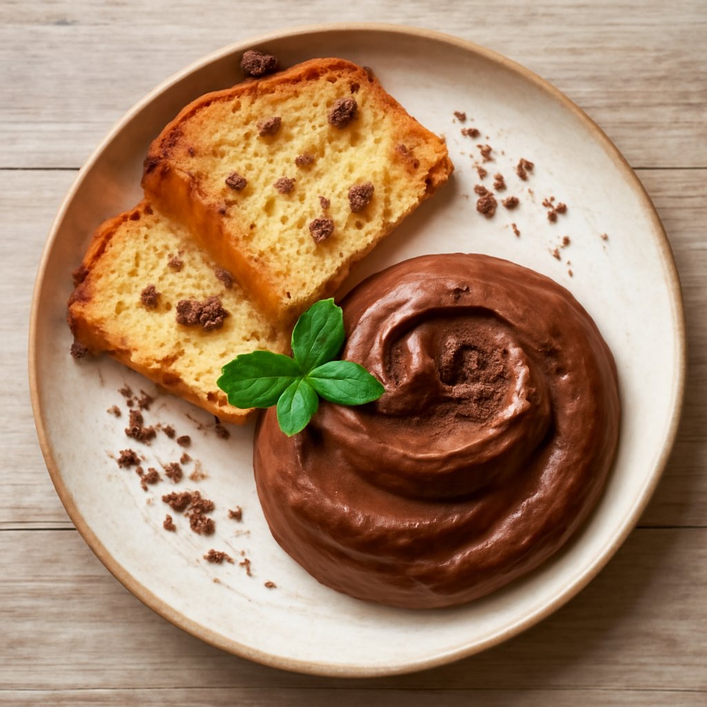 Mousse al cioccolato fondente con panettone