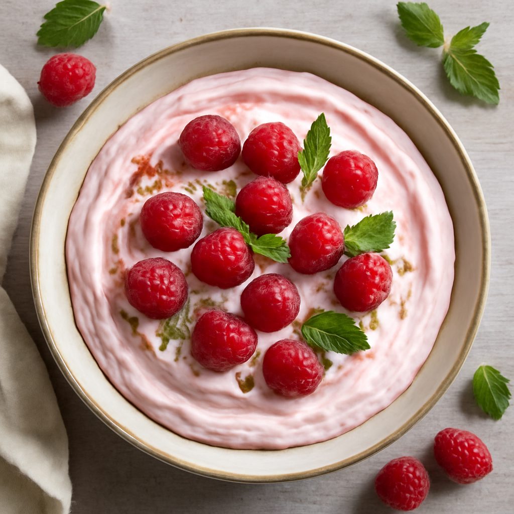 Mousse allo yogurt greco e lamponi