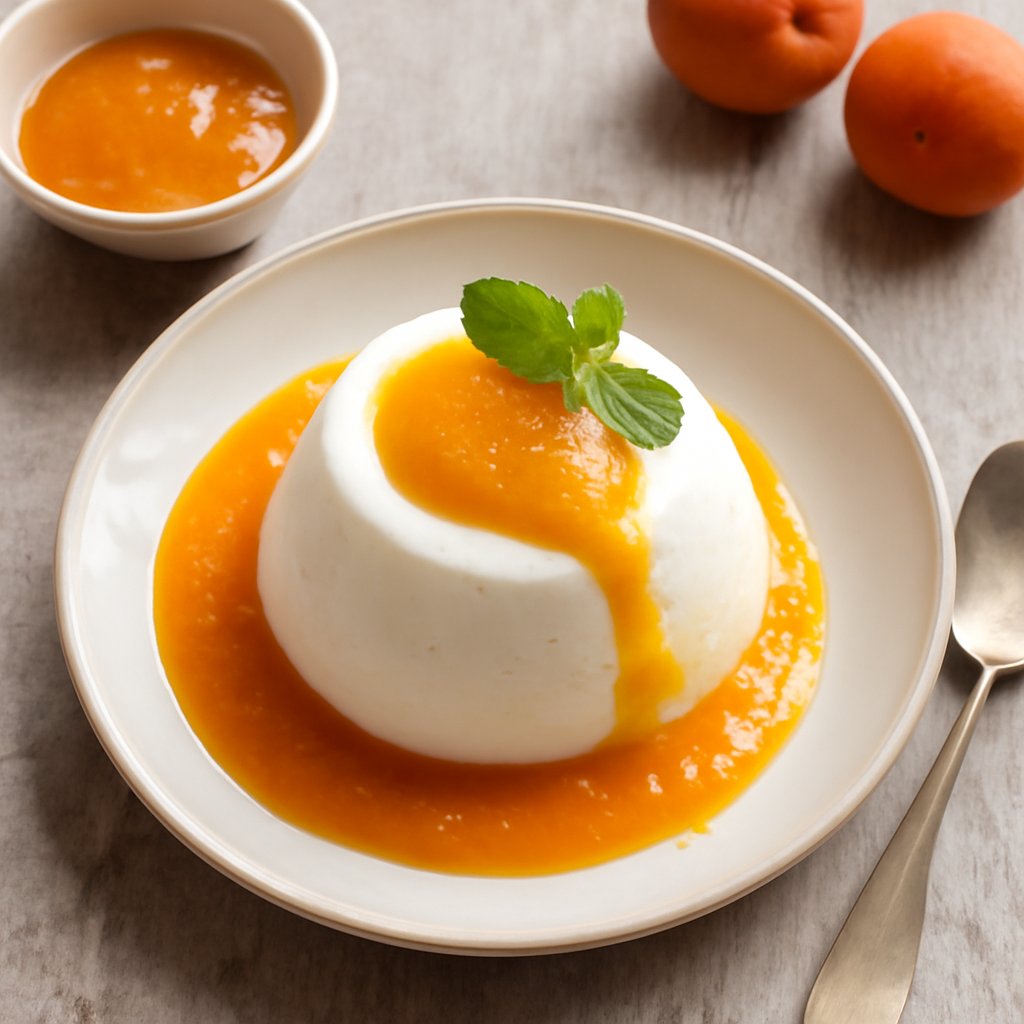 Mousse di yogurt con salsa alle albicocche