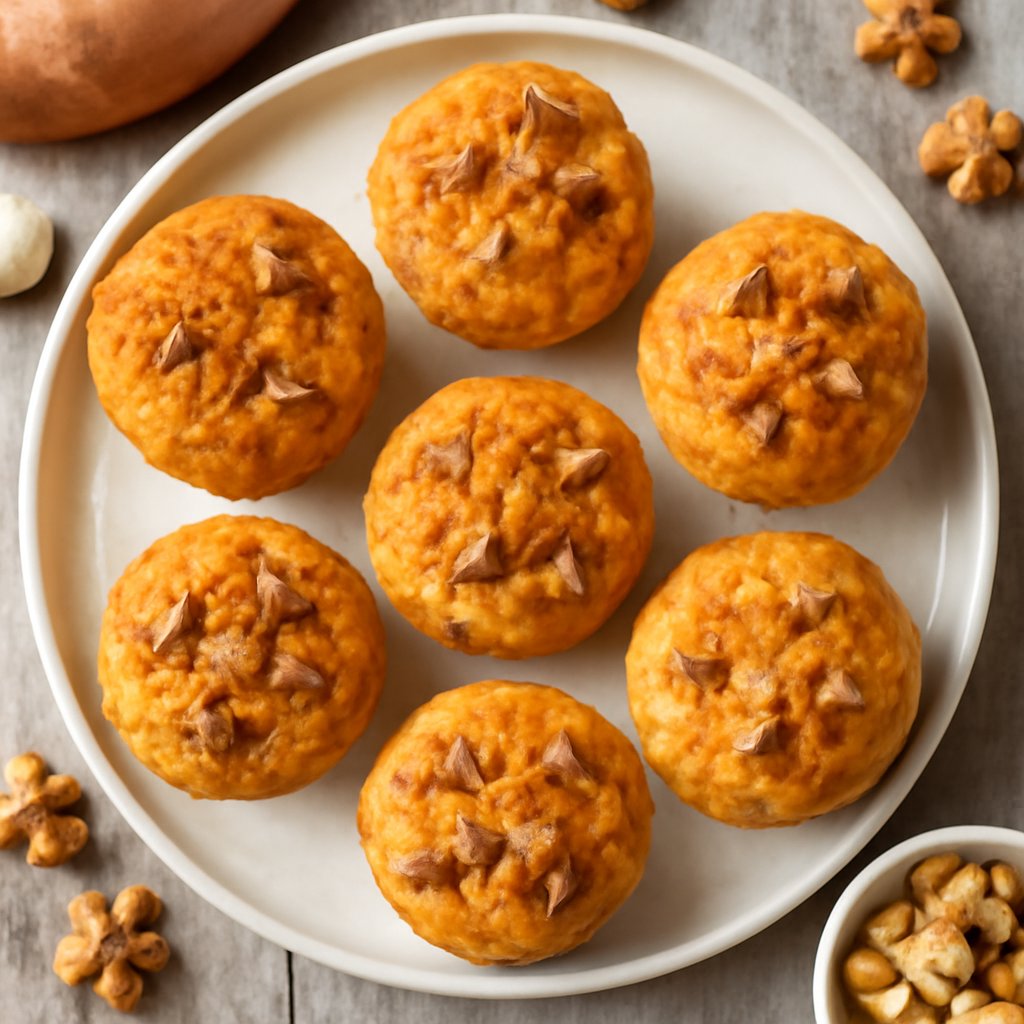 Muffin di patate dolci con noci