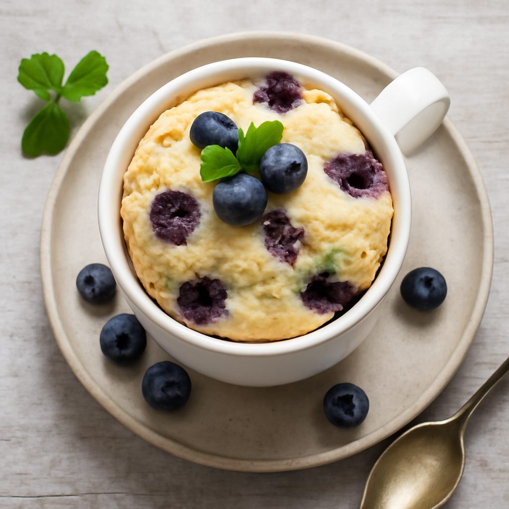 Mug cake alla ricotta e mirtilli