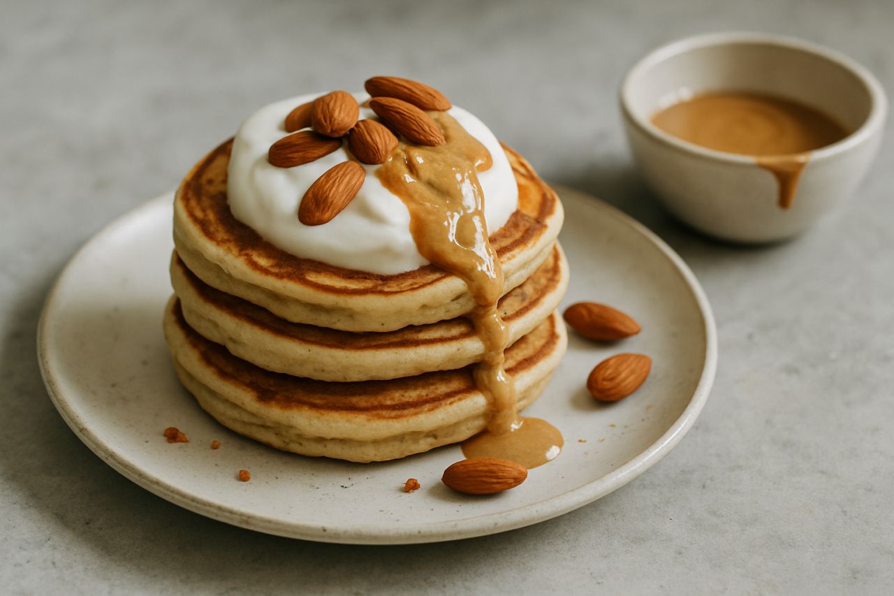 Pancake allo Yogurt con Burro di Mandorle