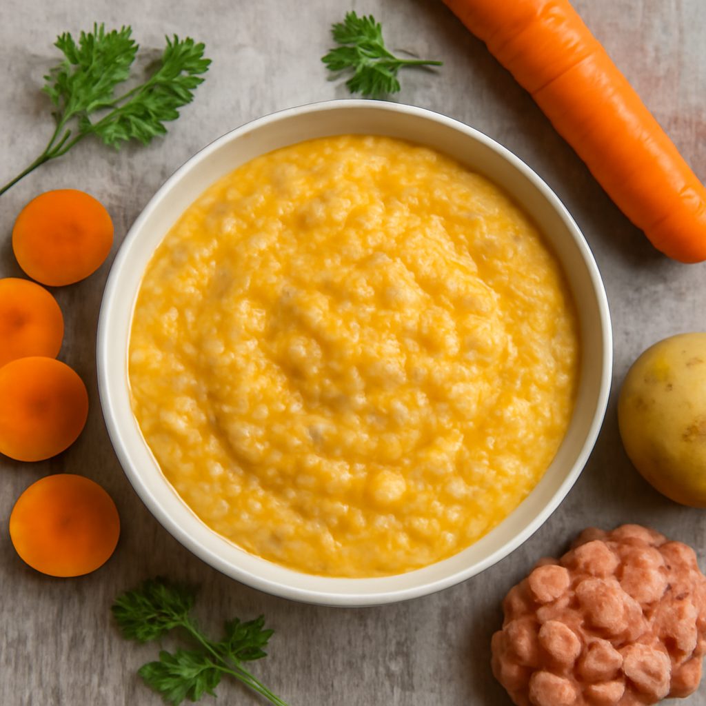 Pappa con carote patate e carne (5-6 mesi)