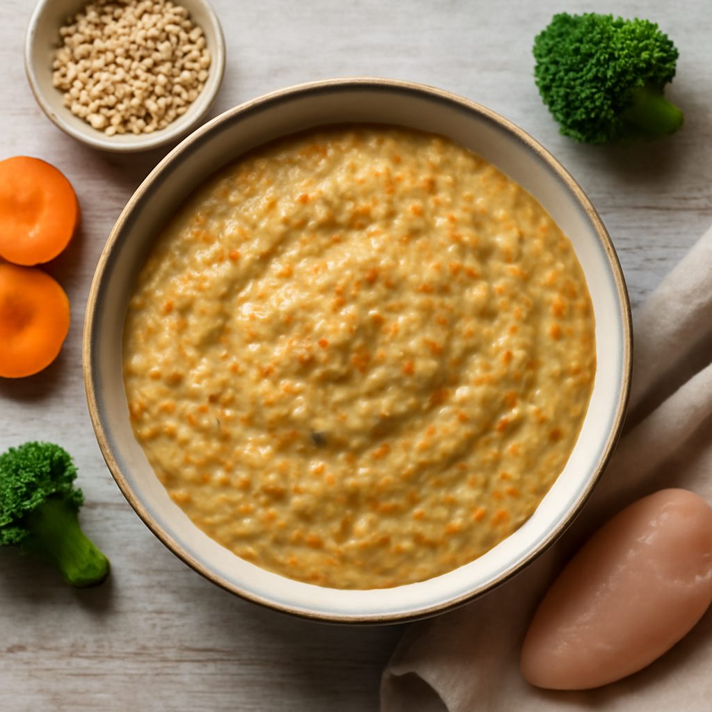 Pappa di verdure miste con pollo e cereali (7-9 mesi)