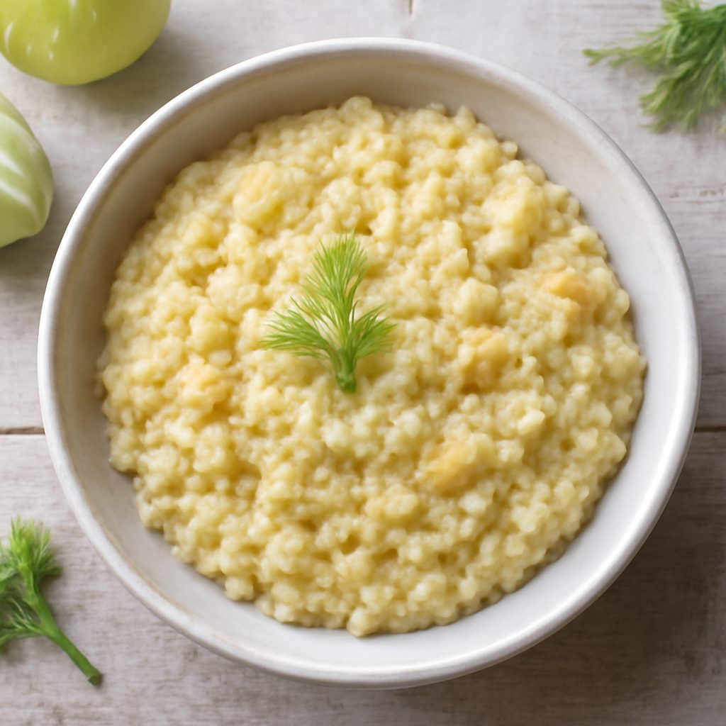 Pappa vegetariana di miglio al finocchio e mela (7-9 mesi)