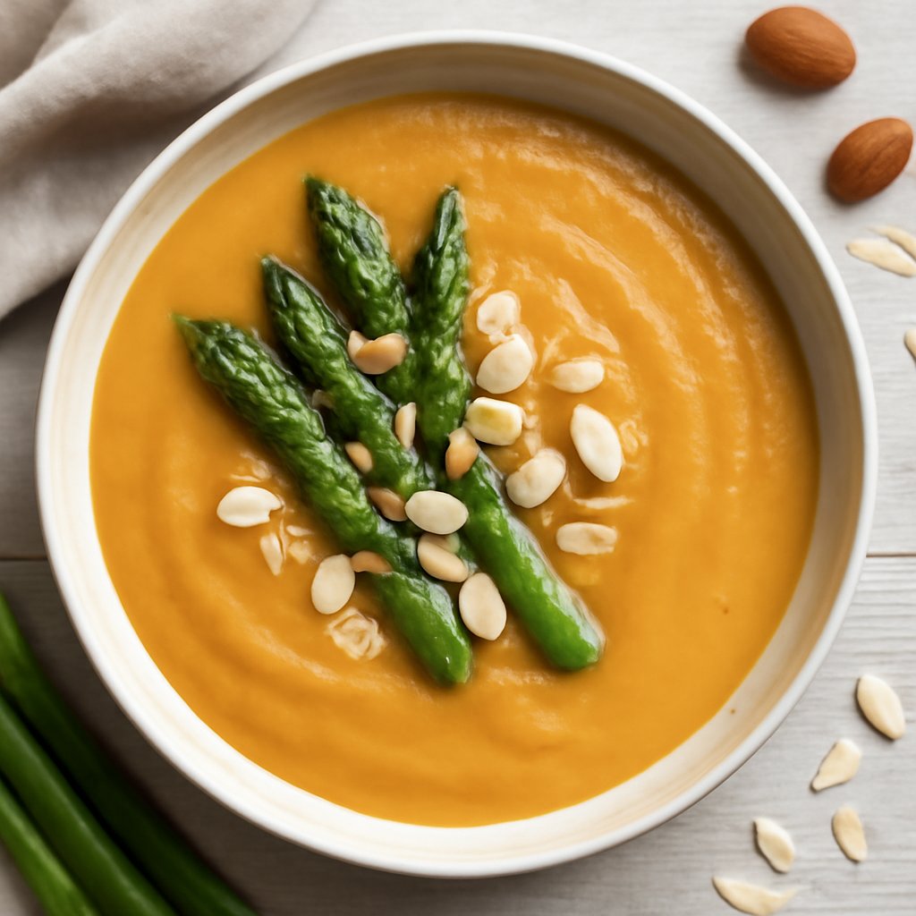 Passato di carote e asparagi con mandorle