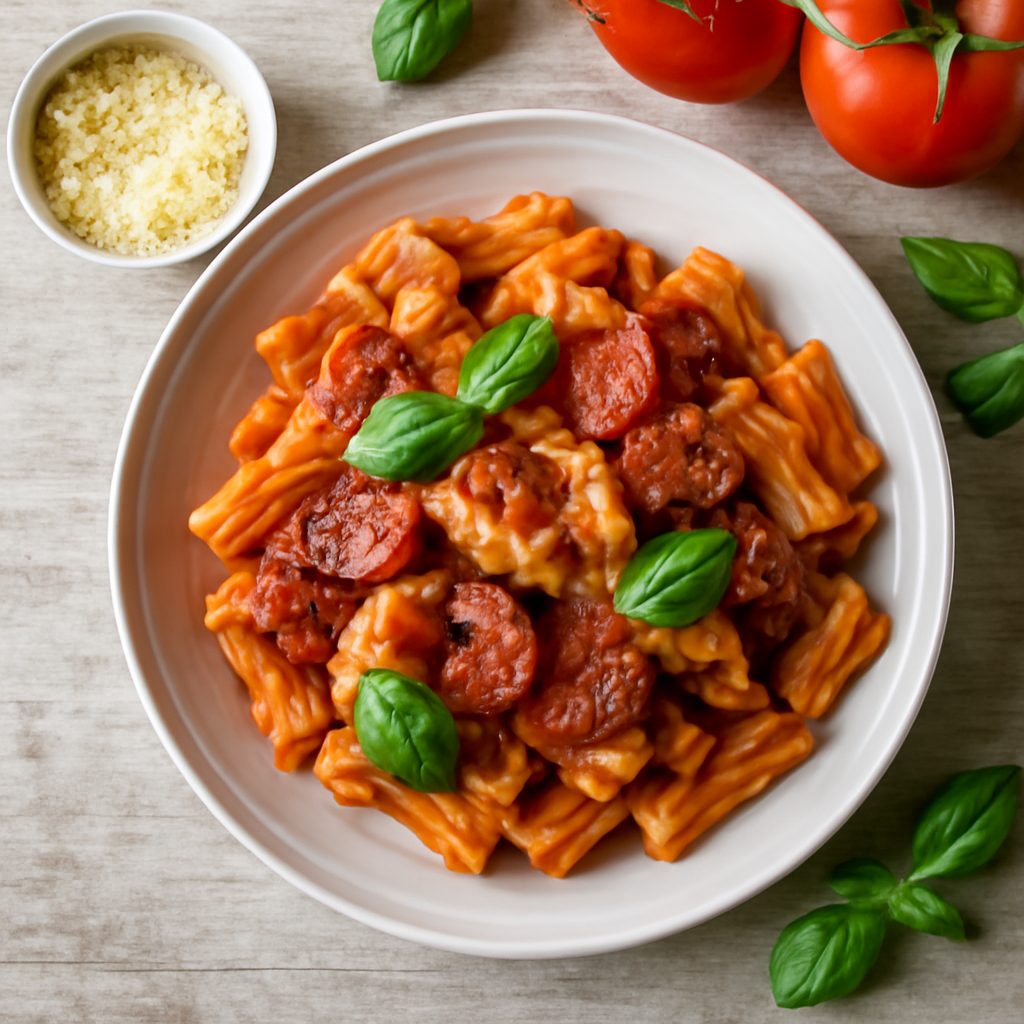 Pasta al pomodoro con chorizo