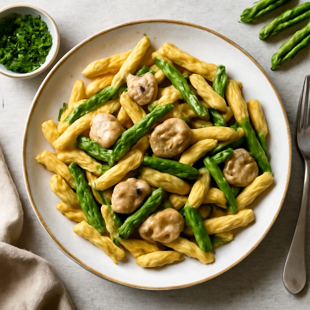 Penne aromatiche con pollo e asparagi