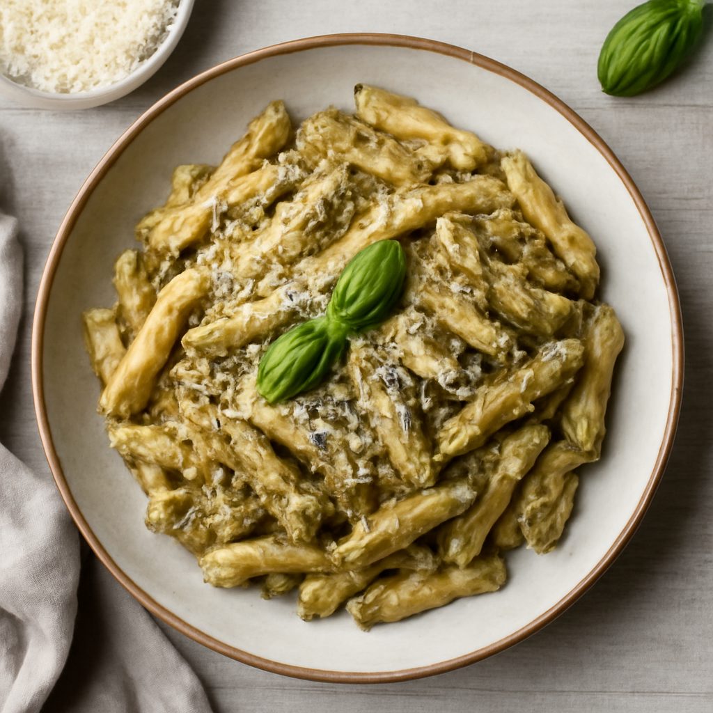 Penne risottate al pesto di melanzane