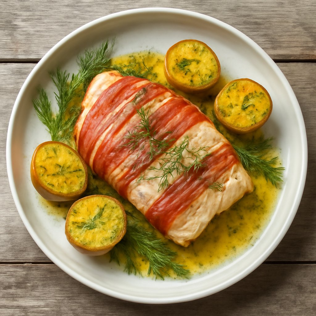 Pesce spada bardato  al finocchietto sottovuoto