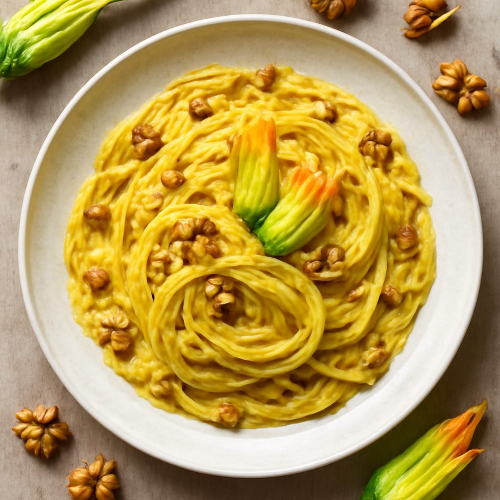 Pesto giallo noci e fiori di zucca