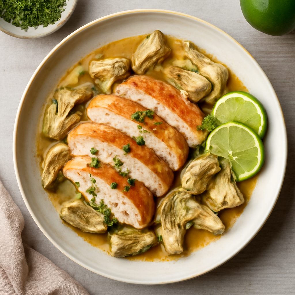 Petto di pollo al lime e carciofi