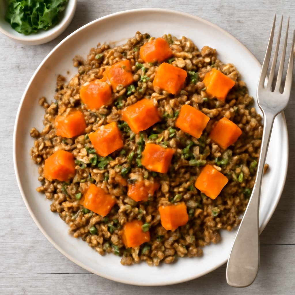 Pilaf di lenticchie e bulgur con la zucca