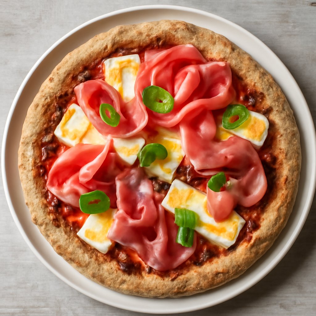 Pizza multicereali con Brie, prosciutto crudo e confettura di fichi